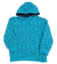 Azurová mikina s míči, kopačkami a kapucí Topolino