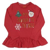 Červená tunika s nápisom a obrázky z flitrů F&F