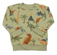 Khaki mikina s dinosaurami Nutmeg