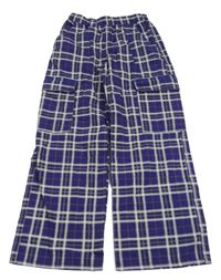 Fialovo-bílé kostkované široké cargo kalhoty H&M