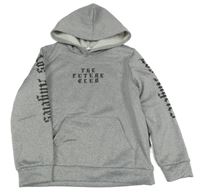 Sivá melírovaná mikina s nápisom a kapucňou Shein