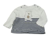 Bielo-pruhované tričko s medvedíkom Topolino