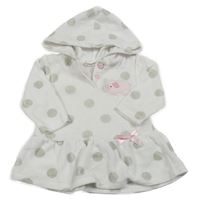 Smotanová bodkovaná á šatová tunika so sloníkem a mašlou a kapucňou