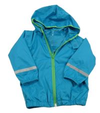 Tyrkysová nepromokavá bunda s reflexními pruhmi a kapucňou Quechua