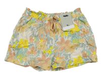 Nové - Farebné kvetované bavlnené kraťasy Tu