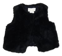 Tmavomodrá kožušinová podšitá vesta Jacadi