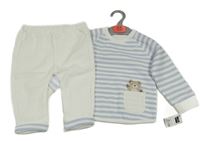 Nové - 2set - Bílo-světlemodrá pruhovaná mikina + tepláky zn.Dunnes