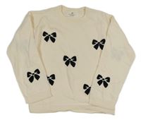 Smotanový sveter s mašličkami H&M