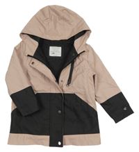 Pudrovo-černá nepromokavá jarní bunda s kapucí Primark