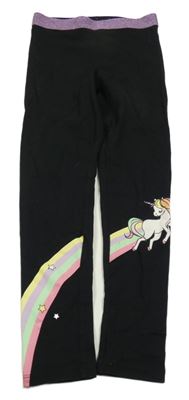 Černé legíny s duhou a jednorožcem H&M