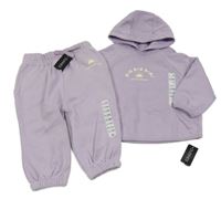 Nové - 2Set - Světlefialová oversize mikina se sluníčkem a nápisem a kapucí + tepláky St. Bernard