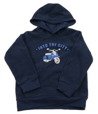 Tmavomodrá fleecová mikina so skútrem a kapucňou Topolino