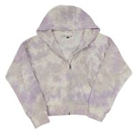 Lila-biela batikovaná prepínaci crop mikina s kapucňou F&F
