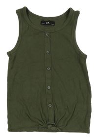 Khaki rebrovaný top s gombíkmi C&A