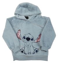 Světlemodrá chlupatá mikina se Stitchem a kapucí Primark