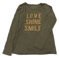Khaki tričko s nápisom Primark