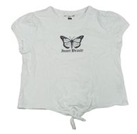 Biele crop tričko s motýlom F&F