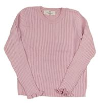 Svetloružový rebrovaný sveter H&M