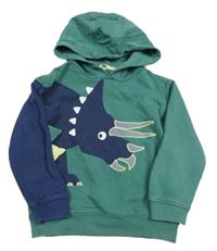 Tmavozelená mikina s dinosaurom a kapucňou M&S