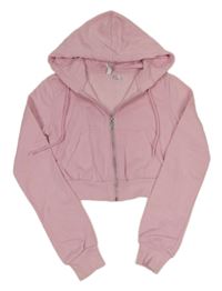 Svetloružová crop prepínaci mikina s kapucňou H&M