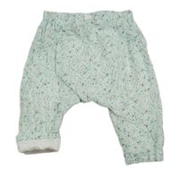 Světlezelené plátěné podšité kalhoty s kytičkami H&M