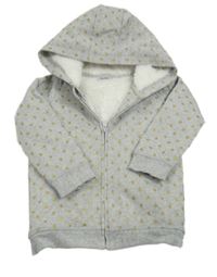 Stříbrná propínací zateplená mikina s hvězdičkami a kapucí George 