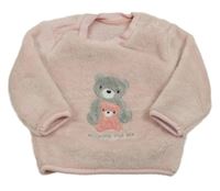 Svetloružová chlpatá mikina s medvedíkmi Nutmeg