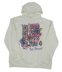 Bílá mikina s nápisem a kapucí Primark