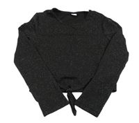 Čierne trblietavé crop tričko s uzlom Zeeman