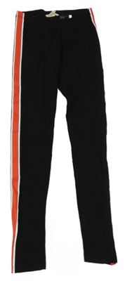 Čierne legíny s červenymi pruhmi H&M