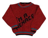 Červeno-černý melírovaný svetr s nápisem Mothercare