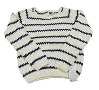 Nové - Smetanovo-tmavomodrý pruhovaný svetr Yd.