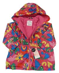 Nové - Růžová šusťáková jarní parka s jednorožci a kapucí Matalan