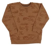 Hnedá mikina s krokodílmi  Nutmeg
