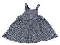 Tmavomodro-biela kockovaná na traká sukňa so srdiečkom