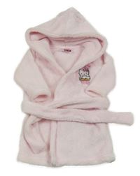 Svetloružový chlpatý župan s Kitty a kapucňou