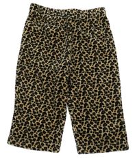 Béžovo-hnědo-černé vzorované sametové kalhoty 