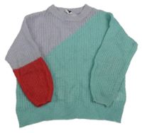 Mátovo-levandulovo-červený sveter CKS