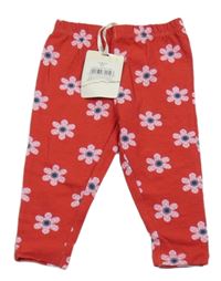 Nové - Čerené legíny s kytičkami Bhs