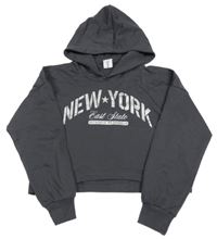 Sivá crop mikina s nápisom a kapucňou Page one young