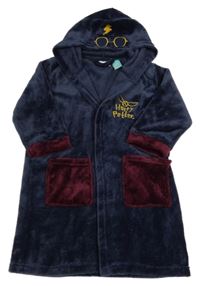 Tmavomodro-vínový chlupatý župan Harry Potter s kapucí Little kids