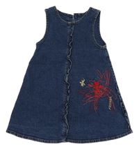 Tmavomodré riflové šaty s květy Absorba