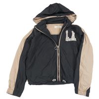 Tmavošedo-světelrůžová šušťáková crop bunda s ukrývací kapucňou H&M