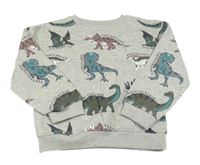 Sivá melírovná mikina s dinosaurami Primark