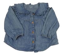 Modrá rifľová blúzka s golierom Primark