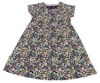 Tmavomodré bavlnené kvetované šaty Kiki&Koko