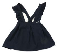 Tmavomodrá sukňa s trakami Shein