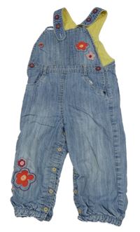 Modré podšité laclové rifle s kytičkami M&S