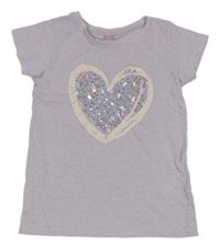 Lila tričko se srdíčkem z flitrů DopoDopo 