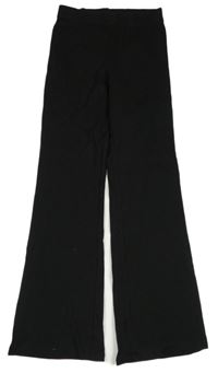 Čierne rebrované flare nohavice H&M